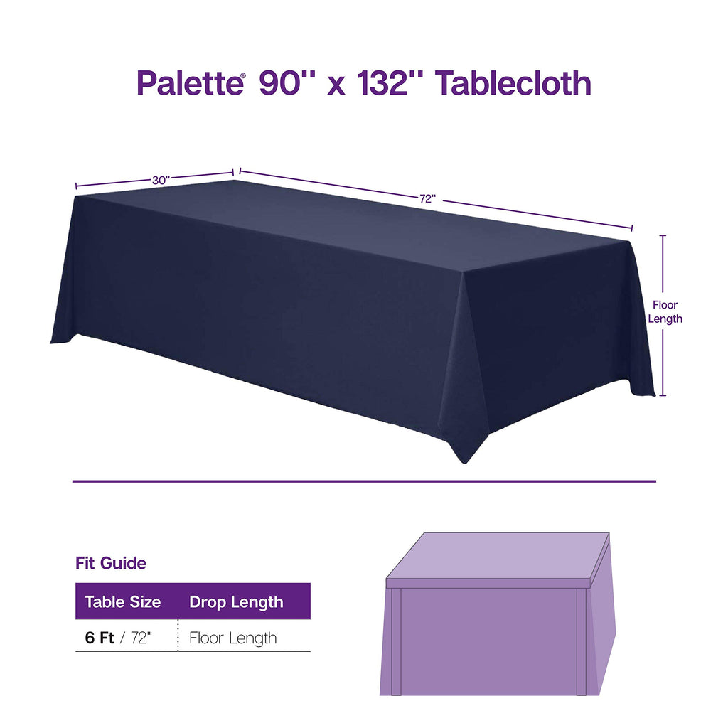 Rectangle Tablecloth - 90 x 132 Inch Black Table Cloth for 6 Foot Tables with Floor-Length Drop - Heavy Duty Washable