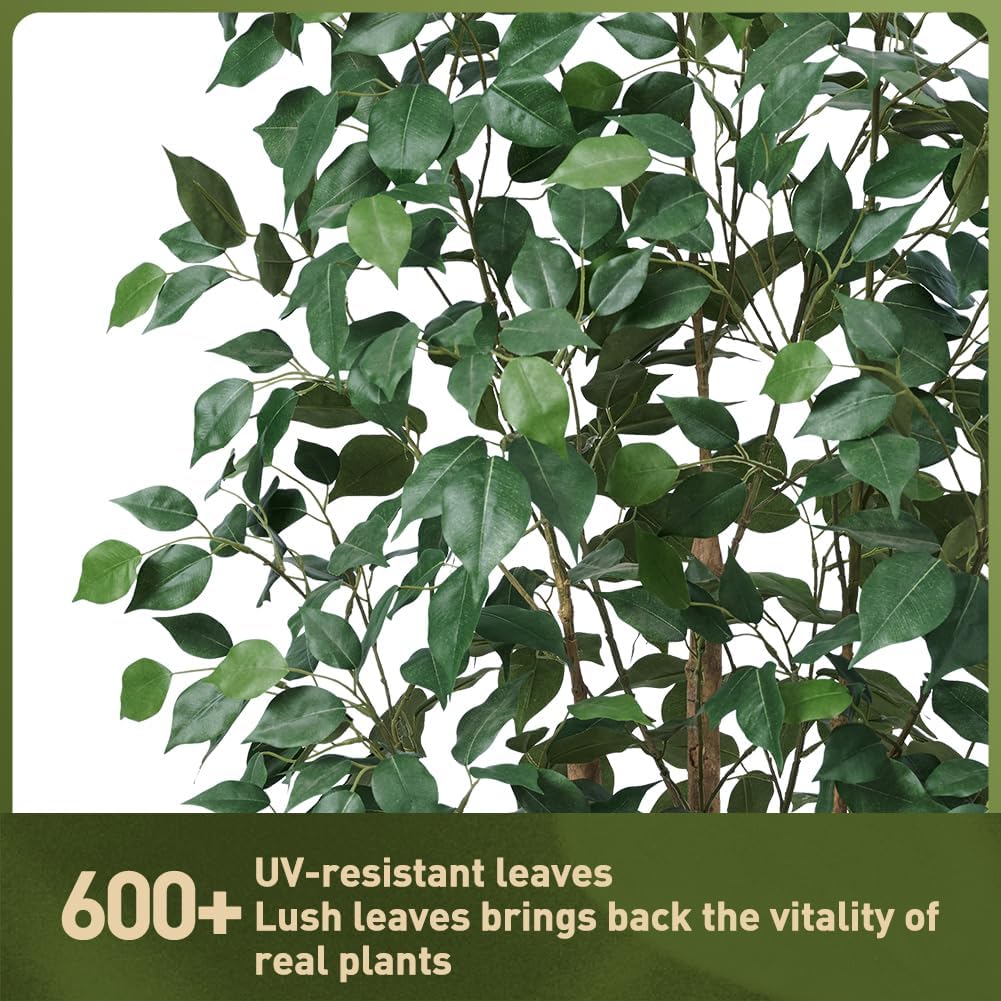 5ft Artificial Ficus Tree,UV Resistant Tall Faux Tree