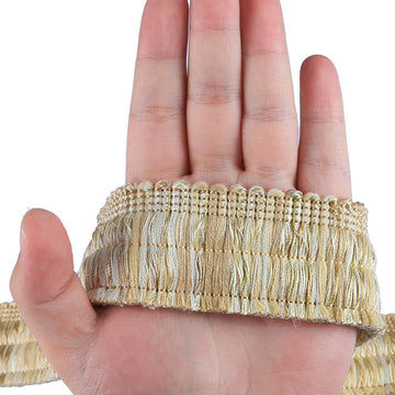 1.57 Inch Chainette Brush Fringe Trim Tassel Fringe, Beige - 3M