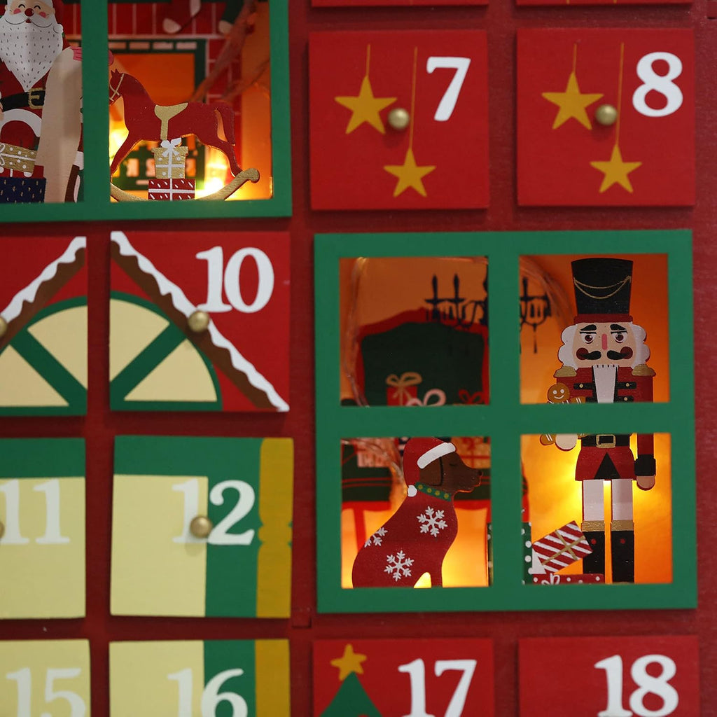Christmas Wooden Advent Calendar House 2026 with Drawers and Led, Countdown to Christmas Decoration to Fill Small