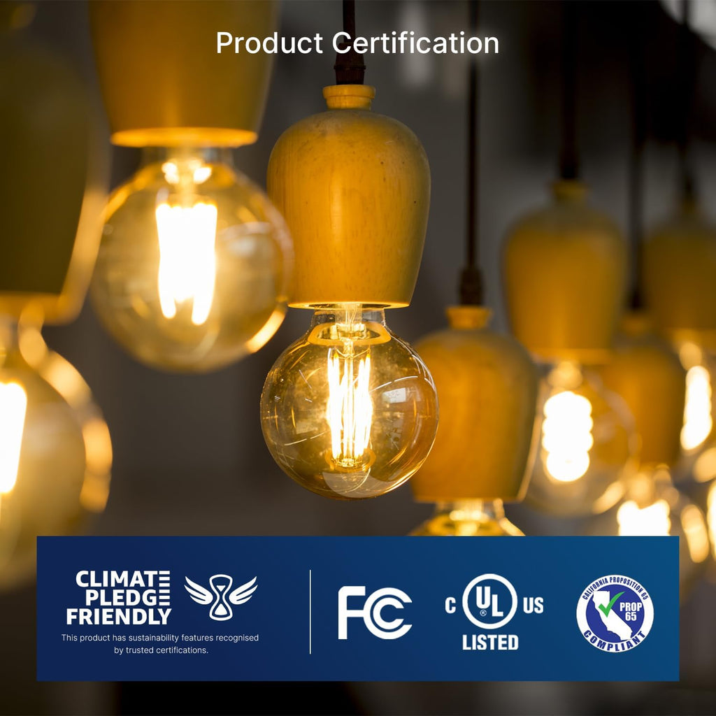 G16.5 Dimmable LED Candelabra Bulbs 60W Equivalent, LED E12 Chandelier Light Bulbs, 550LM, CRI90, 5.5W, AC 120V, 6