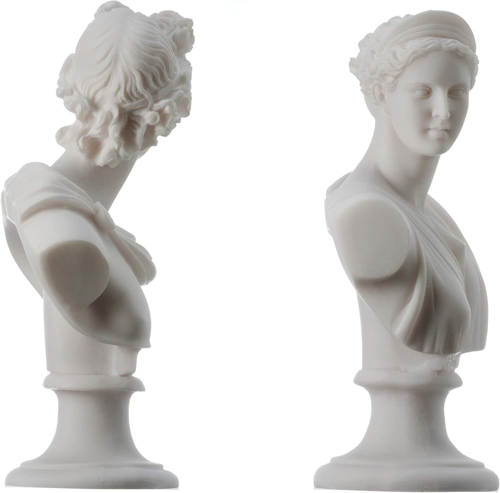 Artemis Diana and Apollo Bust Greek Statues Handmade Figurine Gods Alabaster Articrafts