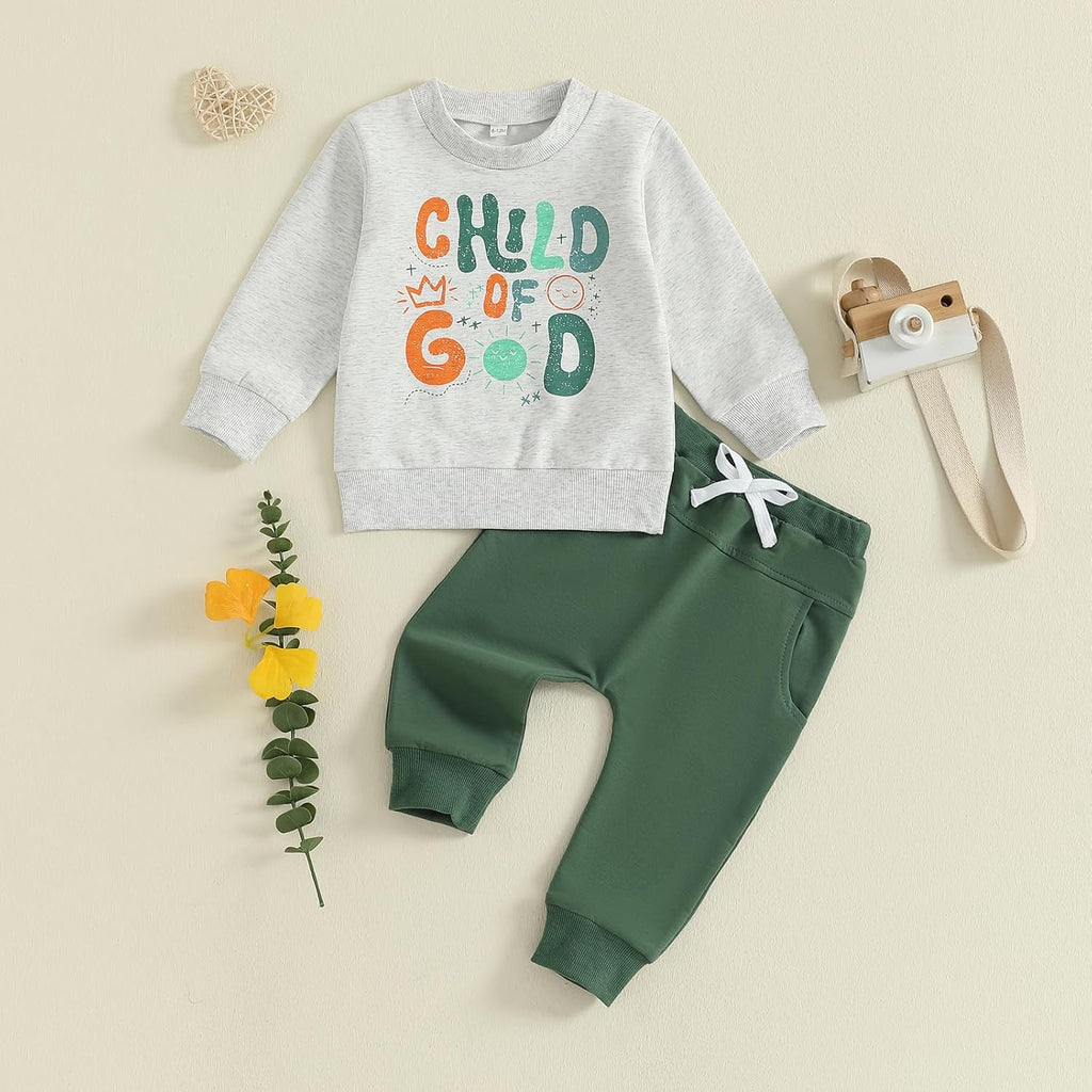 Toddler Baby Boy Clothes Sweatshirt Pants 2Pcs Set