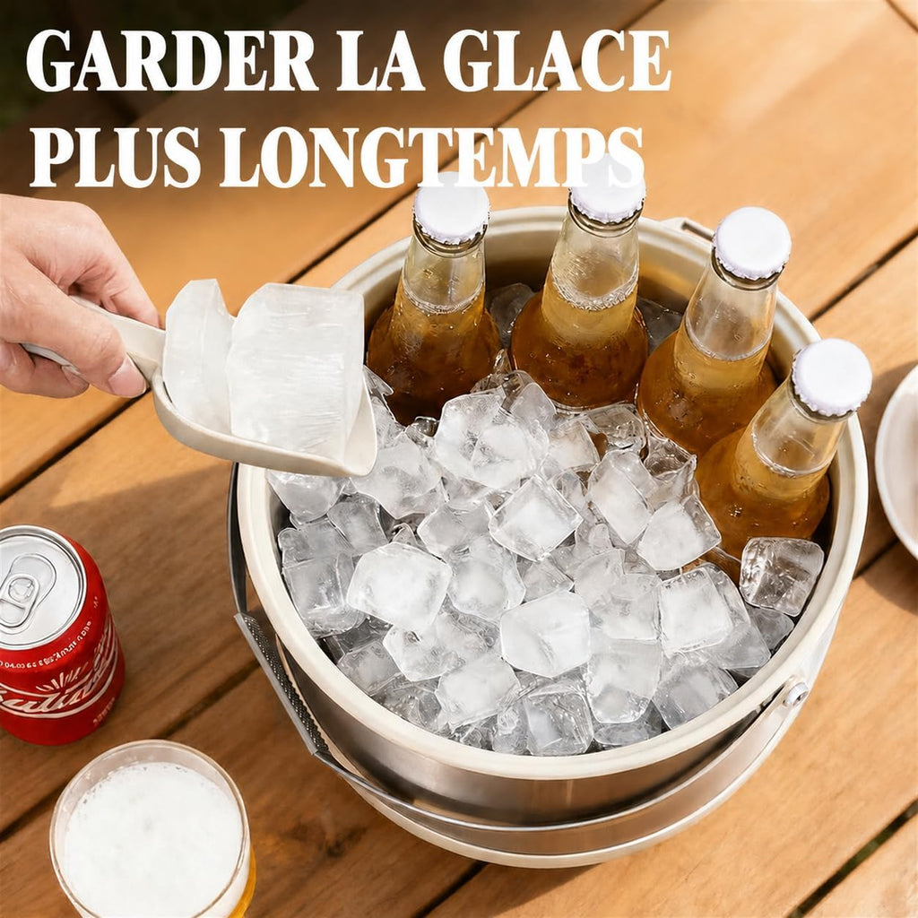 5QT/4.8L Insulated Ice Bucket for Parties, Hangable Scoop & Lid, White