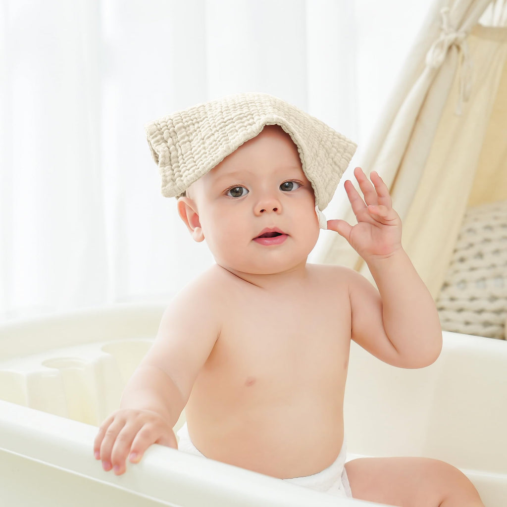 Muslin Burp Cloths 100% Cotton Cloths Baby Burp Cloths Muslin Washcloths Ultra-Absorbent Soft Baby Face Towel Burping