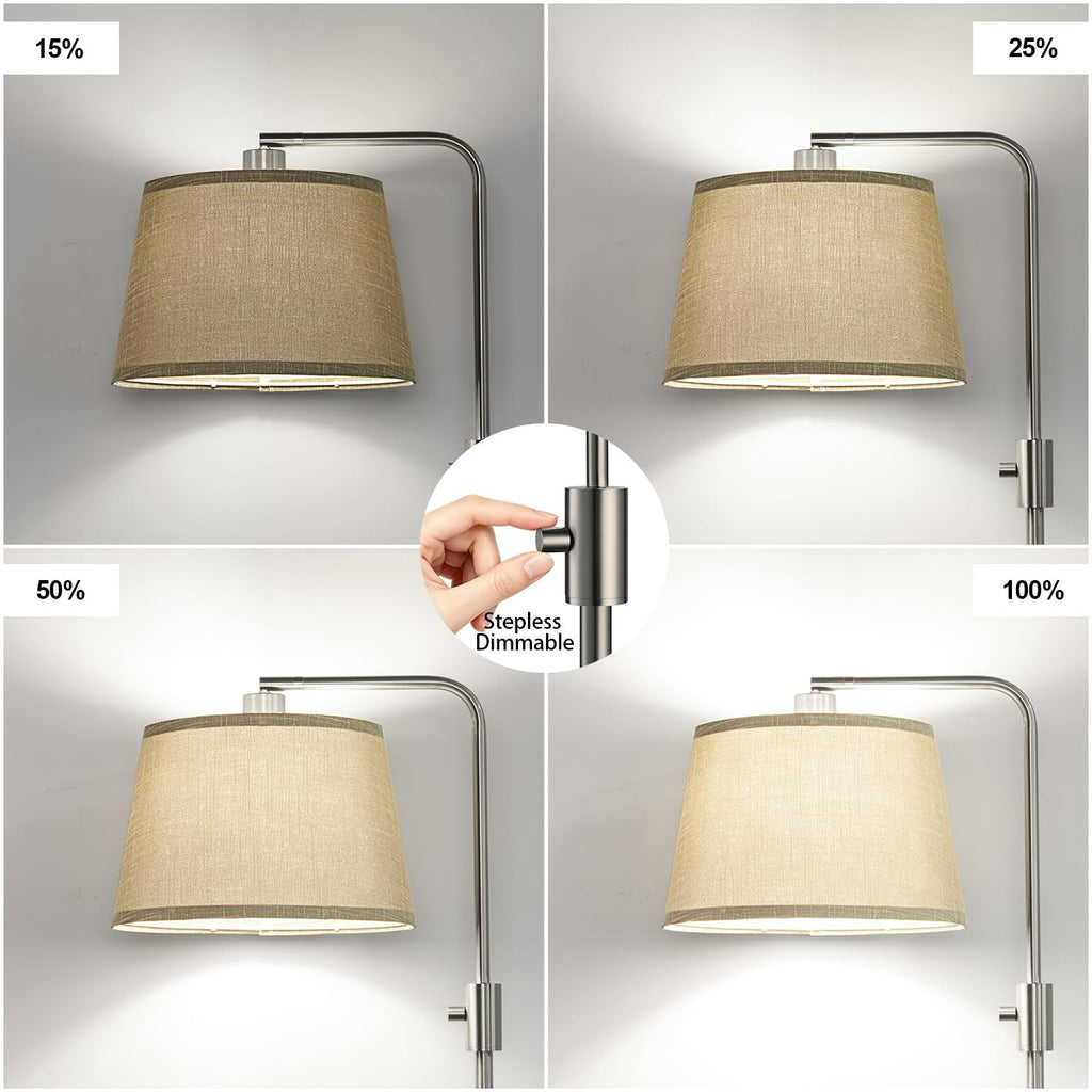 Upgraded) Dimmable Arc Floor Lamp, 1000 Lumens LED Edison Bulb Included, Modern Standing Lamp with Champagne Shade