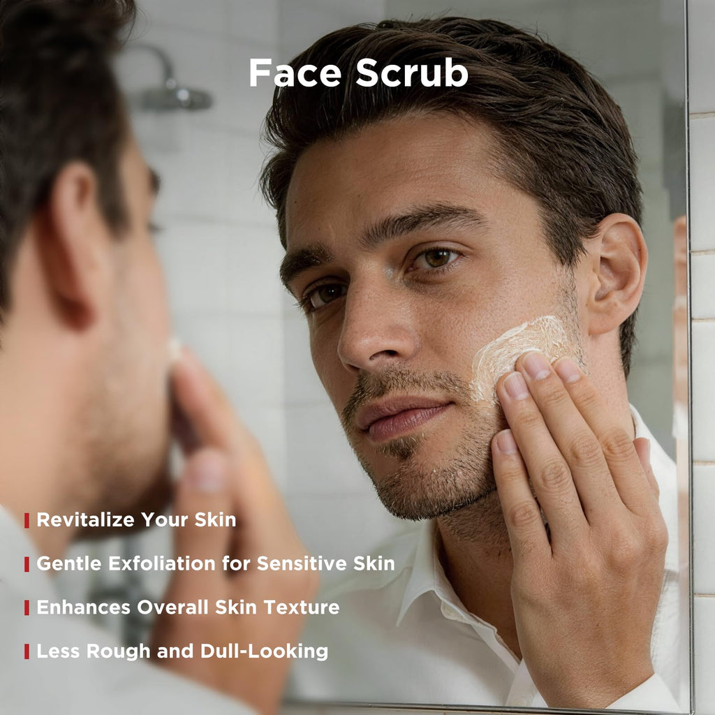 Men's Grooming Gift Set, 5-Pcs Shaving Kit with Face Scrub, Shaving Cream, After Shave Balm, Shaving Brush, Beard Oil
