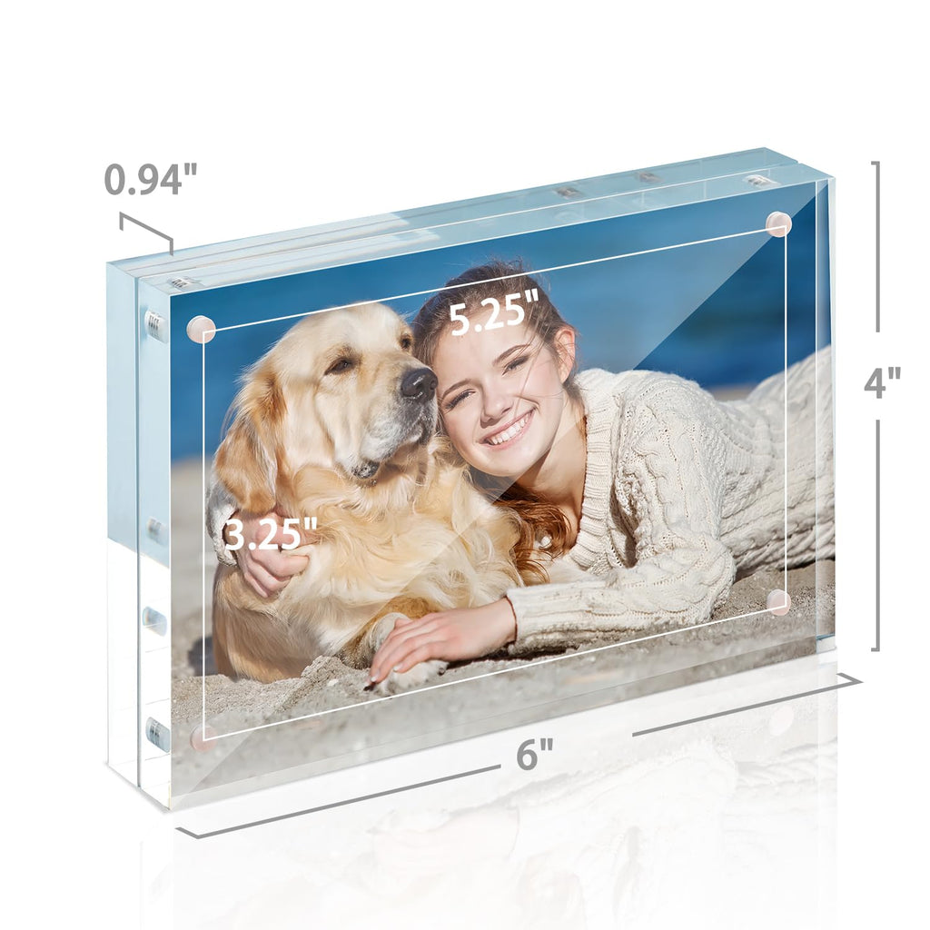 4x6 Acrylic Frame 5 Pack, 24MM Thicker Frameless Clear Picture Frames
