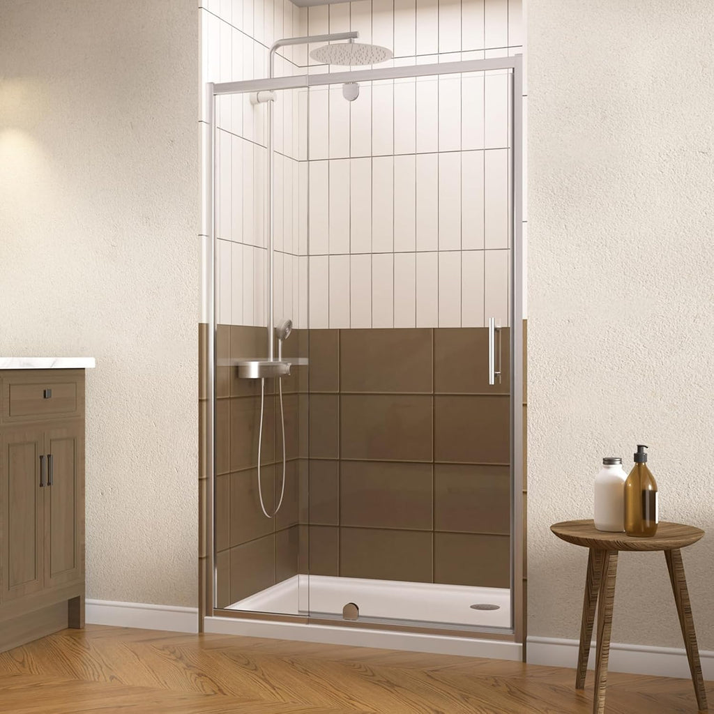 32-36" W x 72" Pivot Glass Shower Door, Semi-Frameless Pivot Swing Glass Shower Door