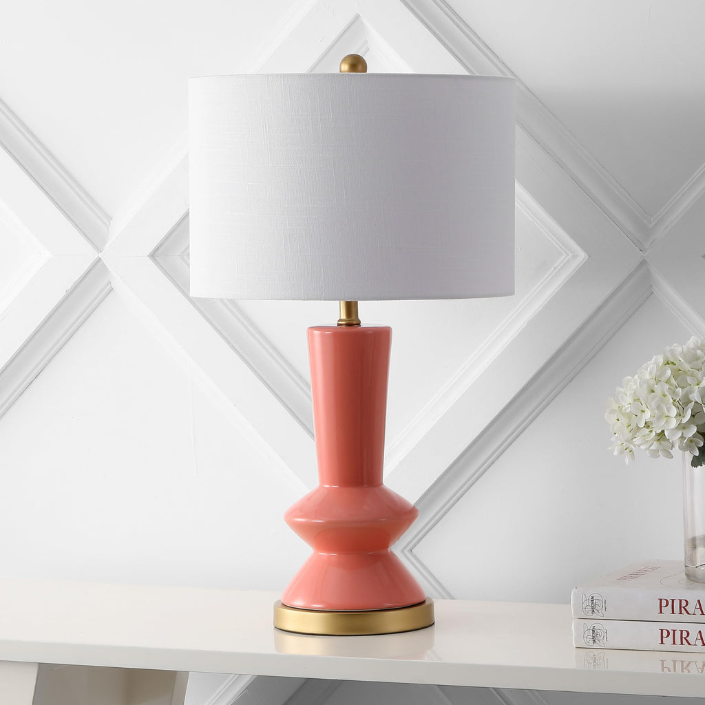 Ziggy 27" Modern Ceramic Metal Table Lamp, Coral/Gold Painting