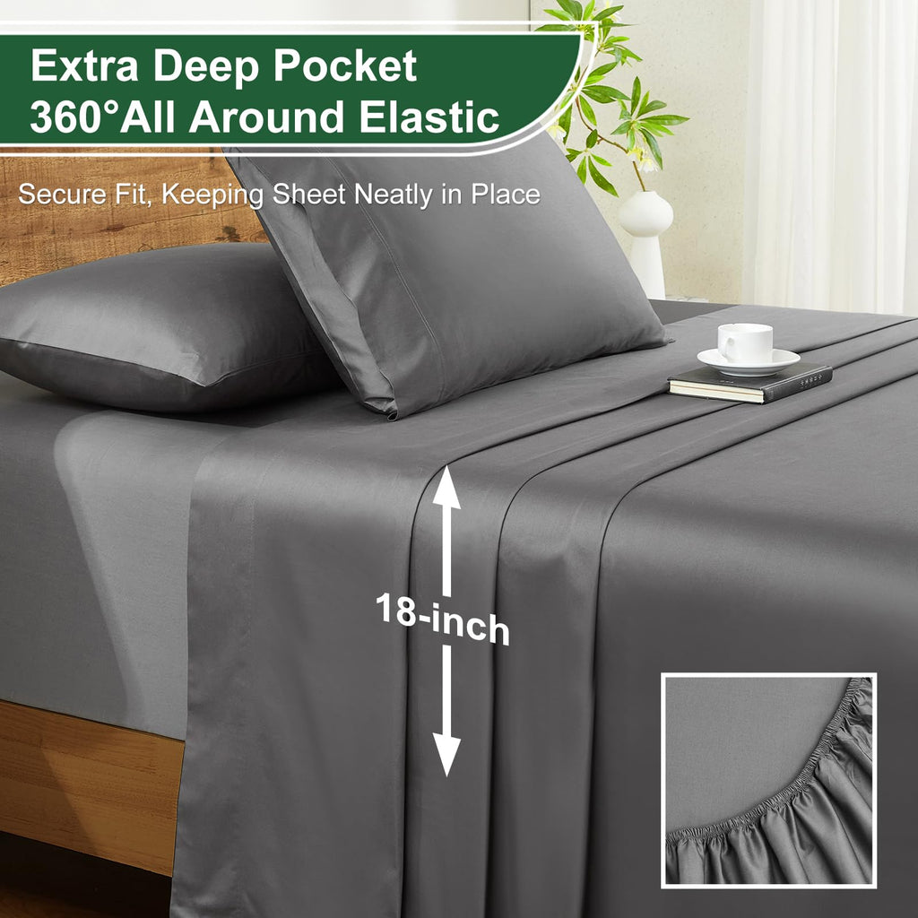 100% Egyptian Cotton Sheets Queen Size Set - 1200 Thread Count 6 PC