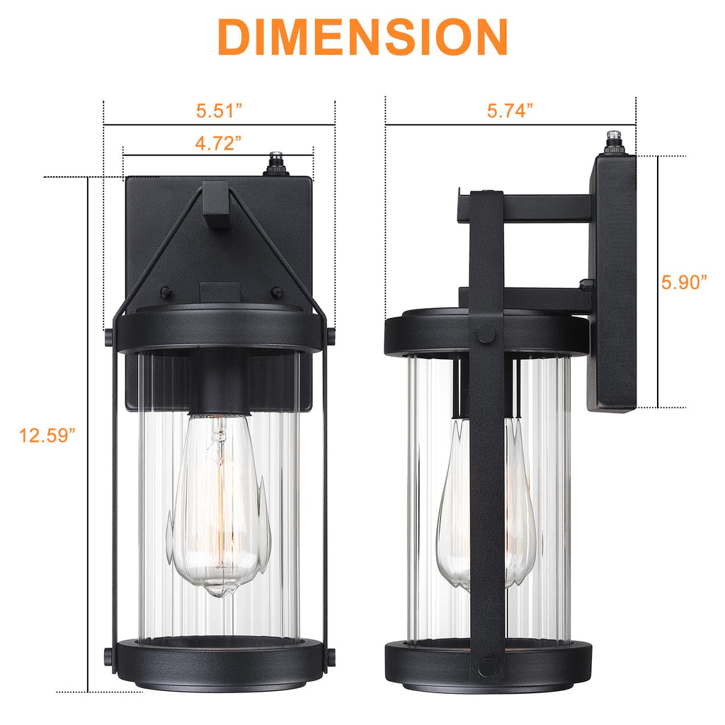 Dusk Dawn Sensor Outdoor Wall Sconce Black Exterior Porch Lantern