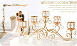 Large Elegant 5 Arms Crystal Bowl Tealight Candle Holder/Candelabra Crystal Votive, 5-arms Candlestick Holder for