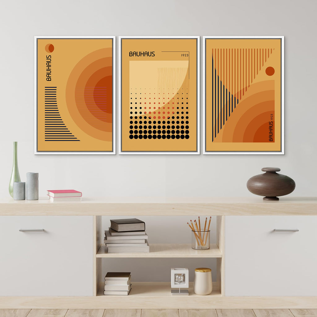 Framed Canvas Print Wall Art Bauhaus Art Prints Abstract Mid Century Modern Wall Art Minimalist Decor - 24"x36"x3