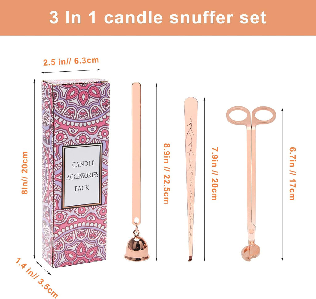 3 in 1 Candle Snuffer Set, 3P Candle Accessory Set with Candle Wick Trimmer, Candle Snuffer and Candles Wick Dipper
