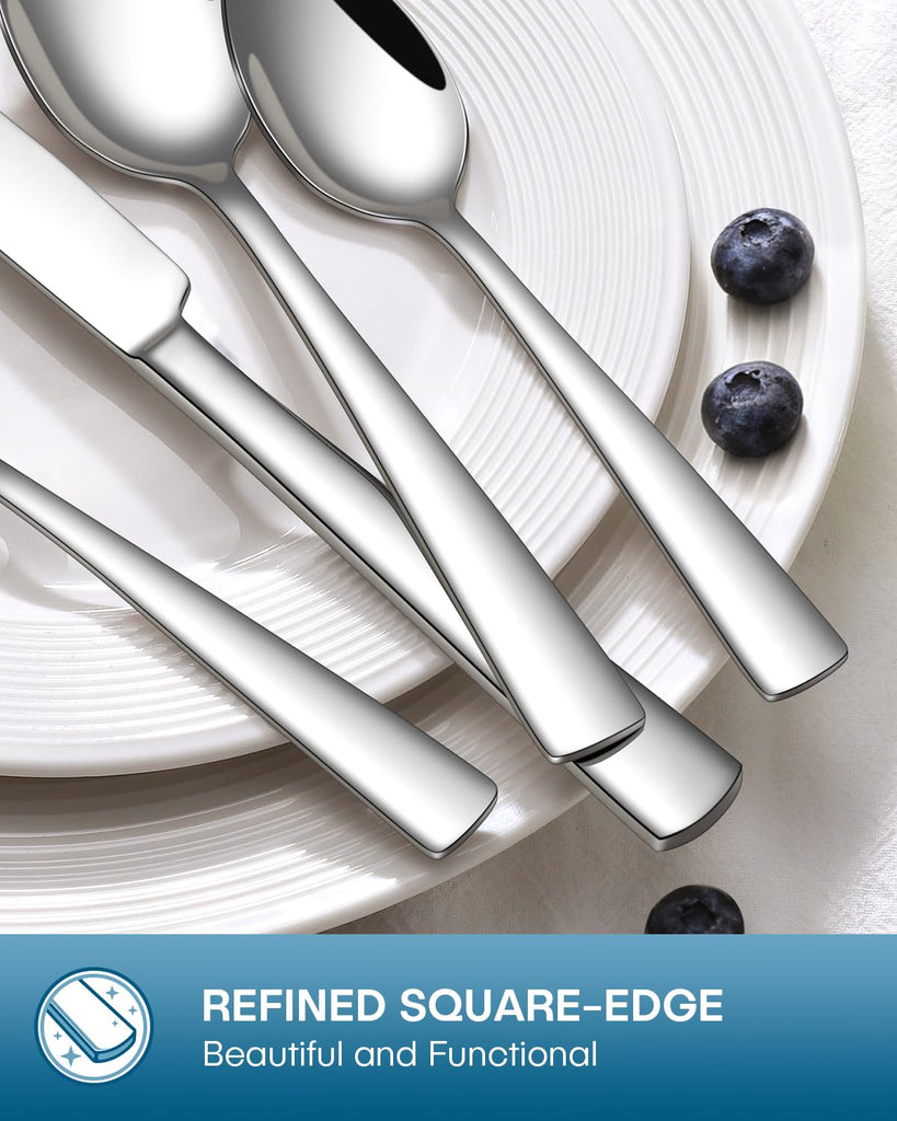 40 Piece Silverware Set, Food-Grade Stainless Steel Flatware Sets for 8 Mirror Polished Cutlery Utensil Sets Include