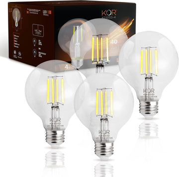 G25 LED Globe Light Bulbs, 40W Equivalent, 5000K, Dimmable, 4-Pack