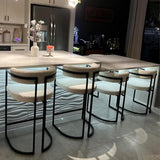 White Sherpa Dining Chairs Set of 4, Modern Boucle Barrel Dining Chairs with Comfy Back