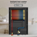 Electric Tankless Water Heater, 27kW, 240Volts - Endless On-Demand Hot Water - Self Modulates to Save Energy Use