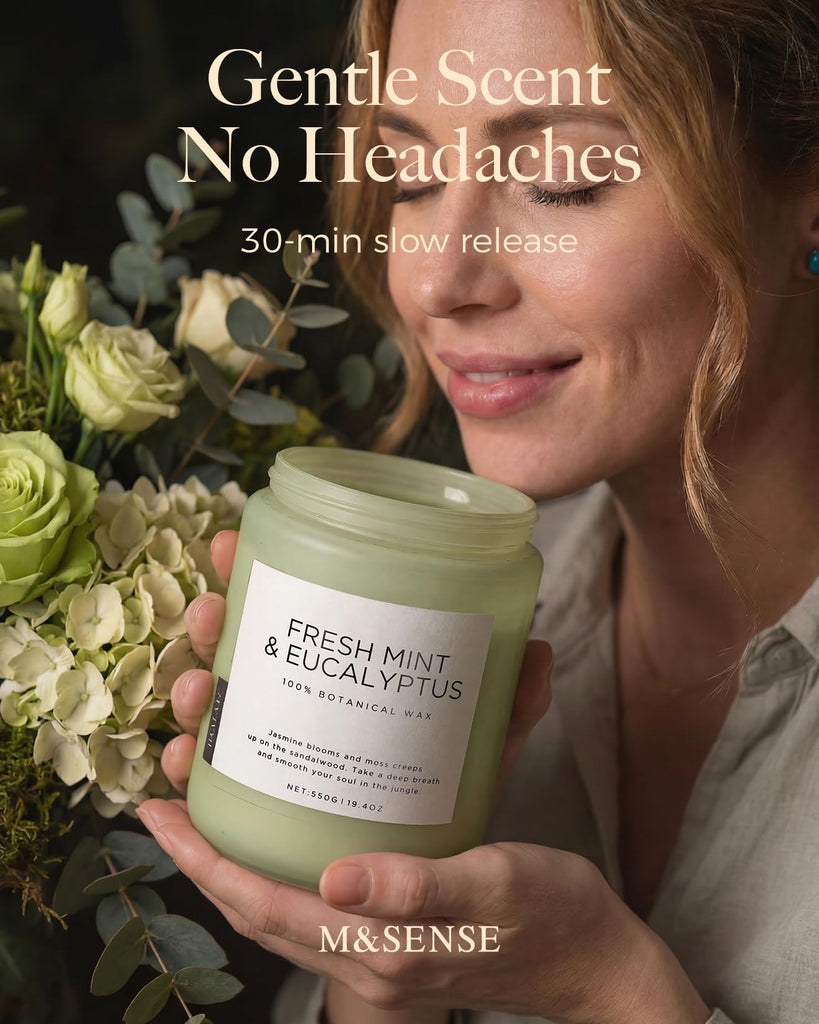 Eucalyptus & Mint Scented Jar Candle, Large 19.4oz Natural Soy Wax
