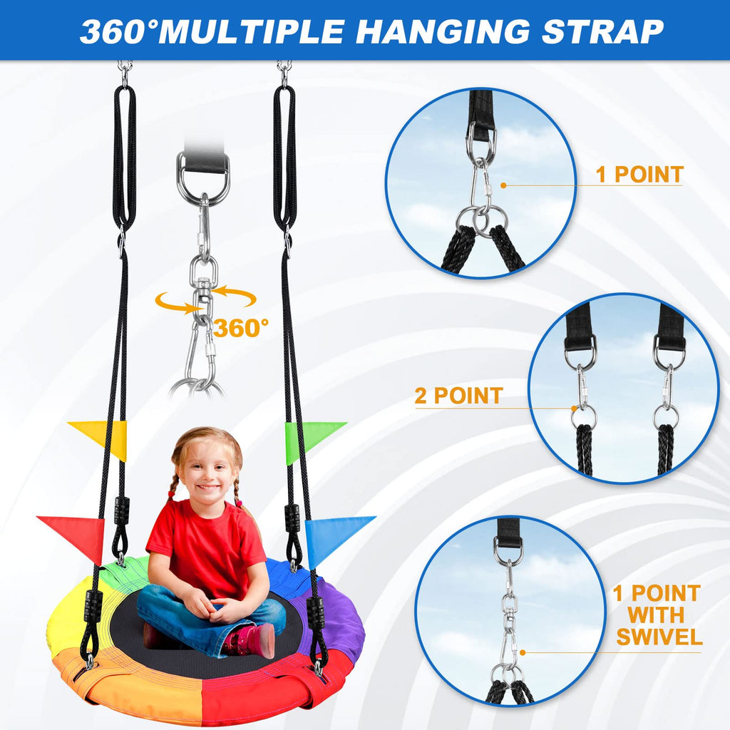 24 inch Chidren Tree Swing Net Swing Outdoor Kid Platform Swing with Detachable Weight Load Oxford Fabric and