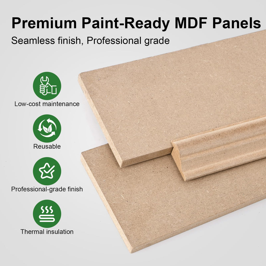 Premade Board and Batten Wainscoting Kit, Paintable MDF Accent Wall Panels with Molding Trim, DIY Wall Paneling Kit