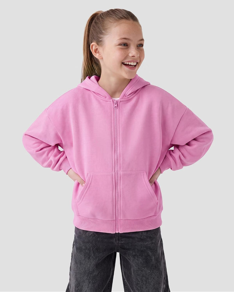 Girls Zip Up Hoodie Kids Casual Fleece Sweatshirt with Pocket