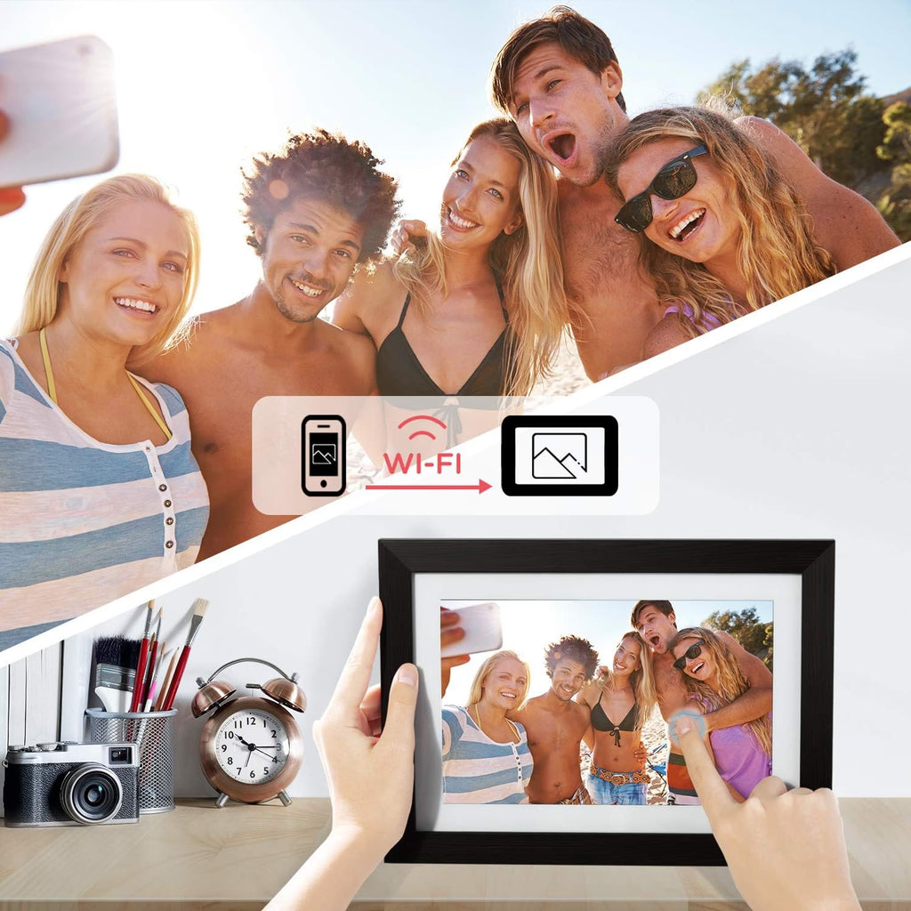 Digital Picture Frame 10.1 Inch 1280x800 IPS Touch Screen WiFi Smart Digital Photo Frame with 16GB Storage