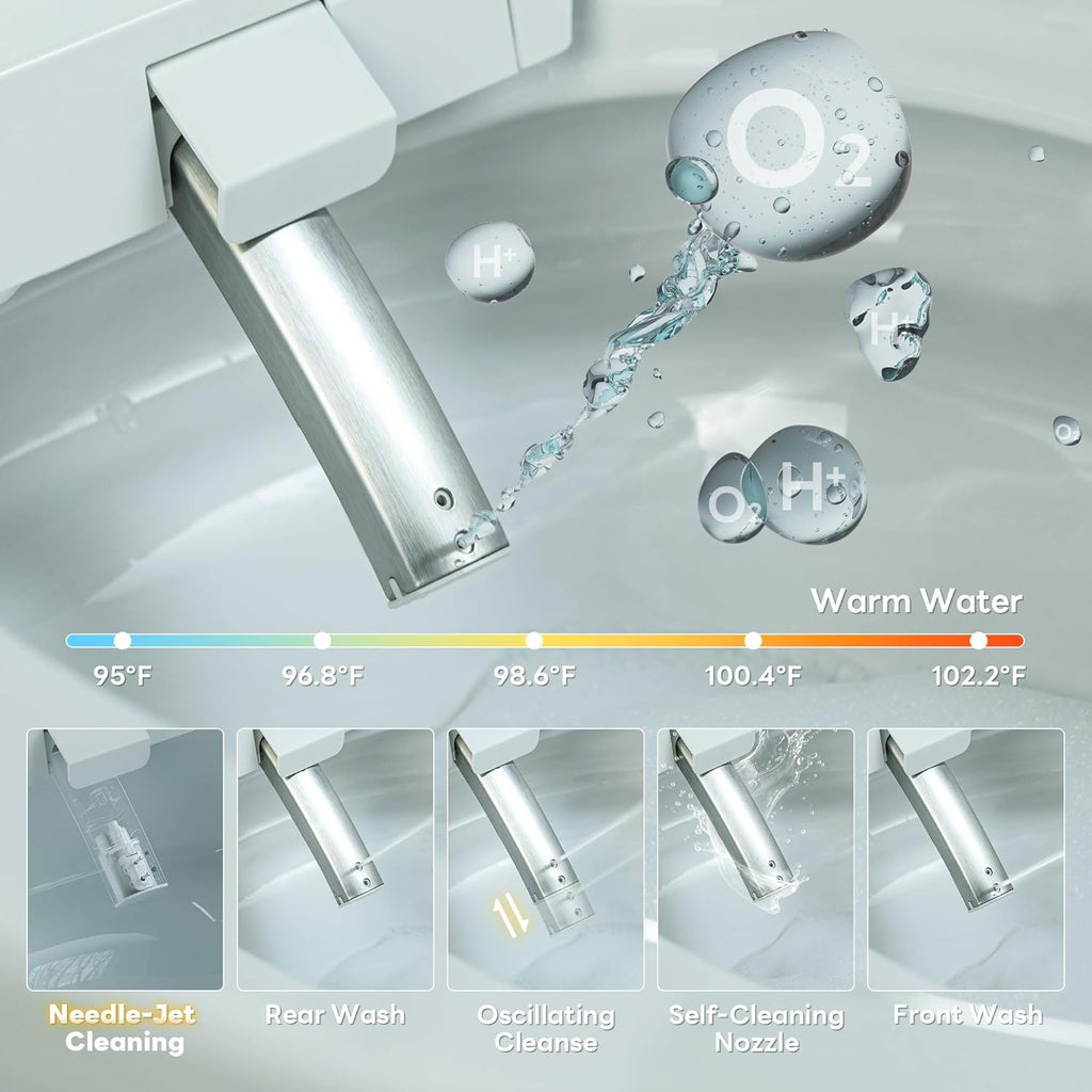 Casta Diva Smart Toilet with Bidet Built in, Auto Open/Close Lid,1000g MaP Flush, Heated Seat & Foam Dispenser