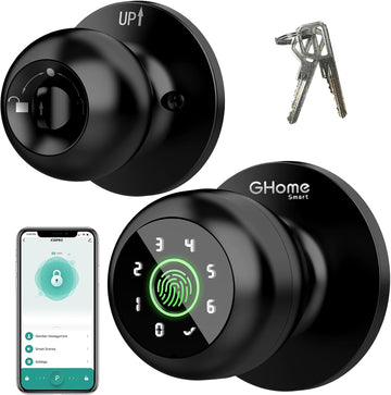 Fingerprint Door Lock, 4 in 1 Smart Fingerprint Door Knob with Keypad, App Control, Auto Lock, Biometric Door Knob