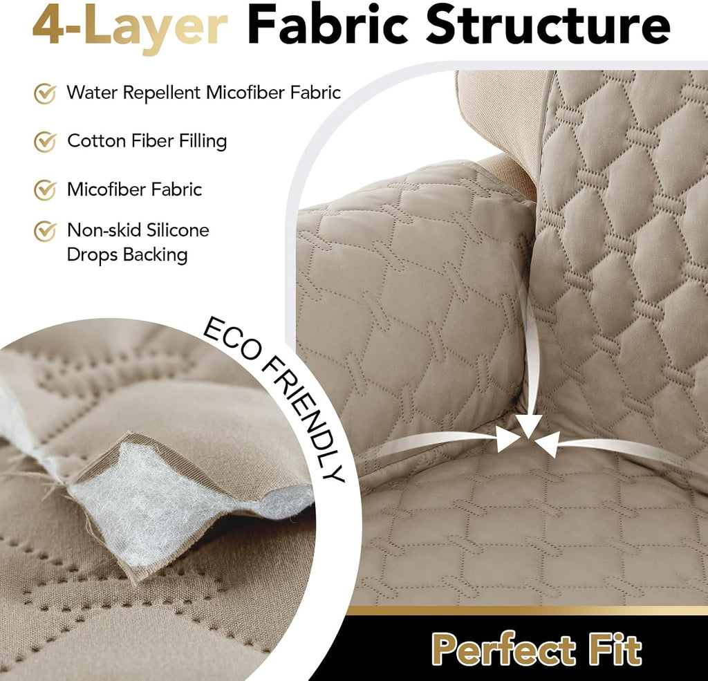 Couch Covers for 3 Cushion Couch Quilted Sofa Slipcovers Water Resistant and Anti-Slip Furniture Protector Sofa Cover