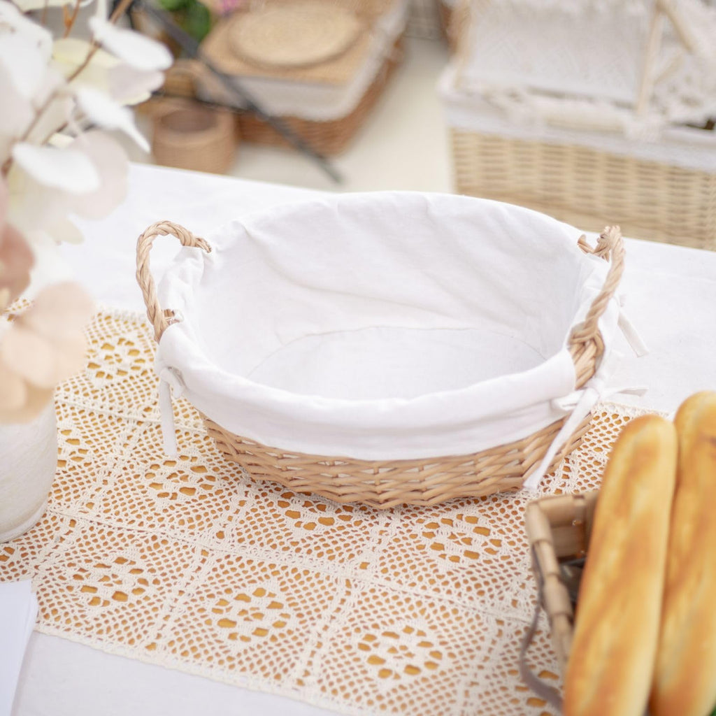 Wicker Empty Gift Basket to Fill, Wicker Storage Basket with Liner for Organizing Shelves Holiday Present Basket with