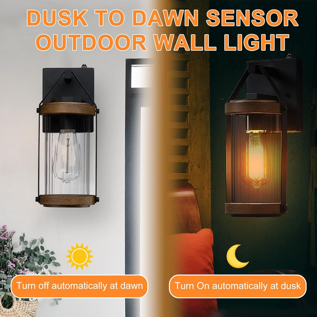 Dusk to Dawn Sensor Outdoor Wall Sconce Lighting Anti-Rust Exterior Porch Light Fixtures Farmhouse Front House Lantern