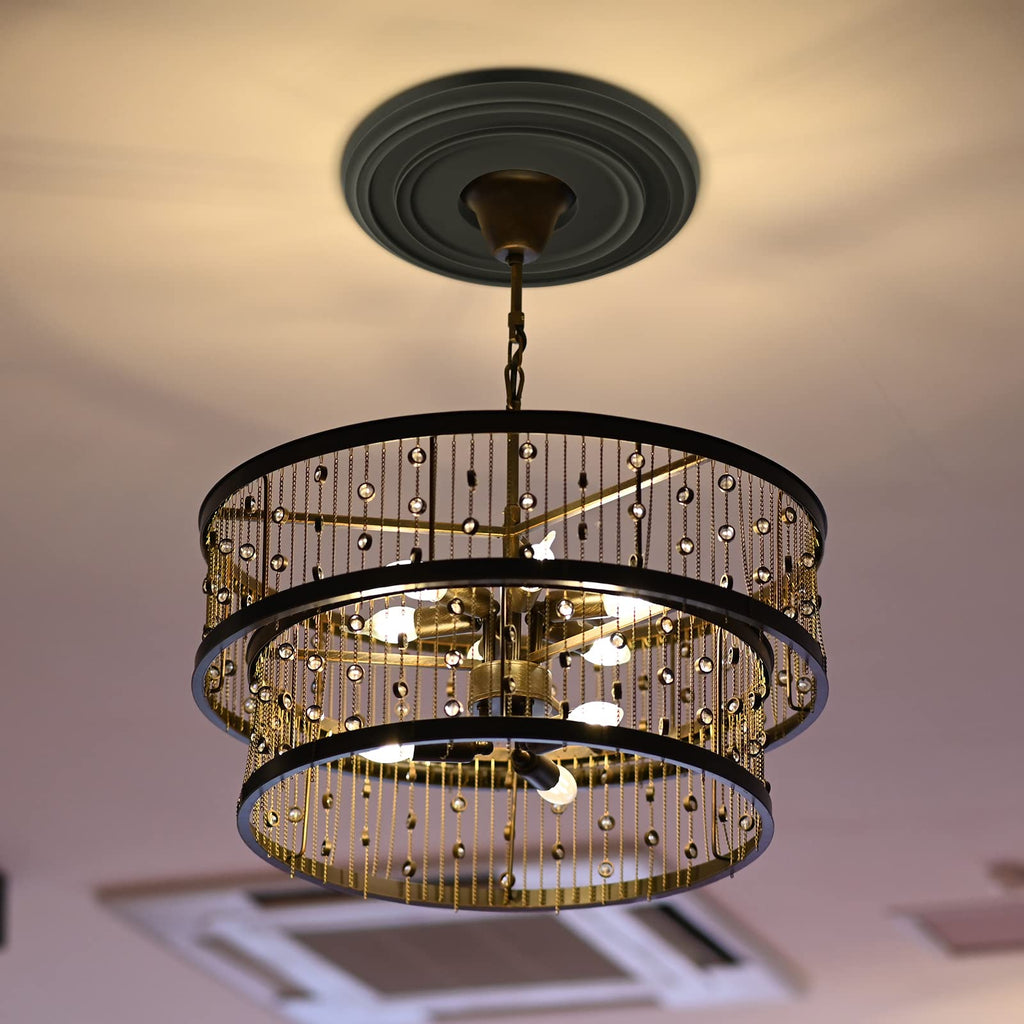 One Piece Classic Ceiling Medallion Polyurethane Ceiling Fan Medallion Chandelier Medallion, 12 3/8"OD x 4"ID x