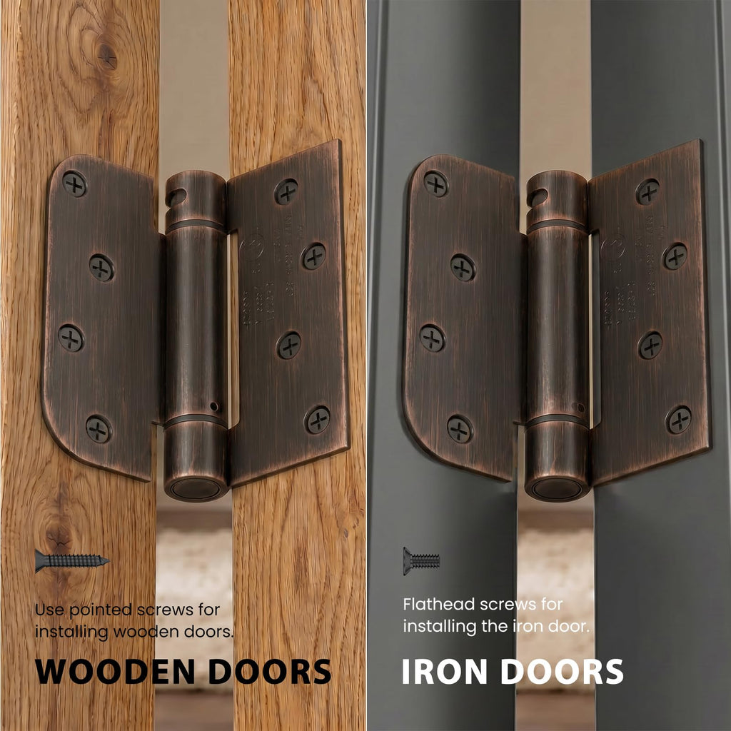 Bronze Door 4 Pack Spring Hinges 4" Square & 5/8" Radius Corners
