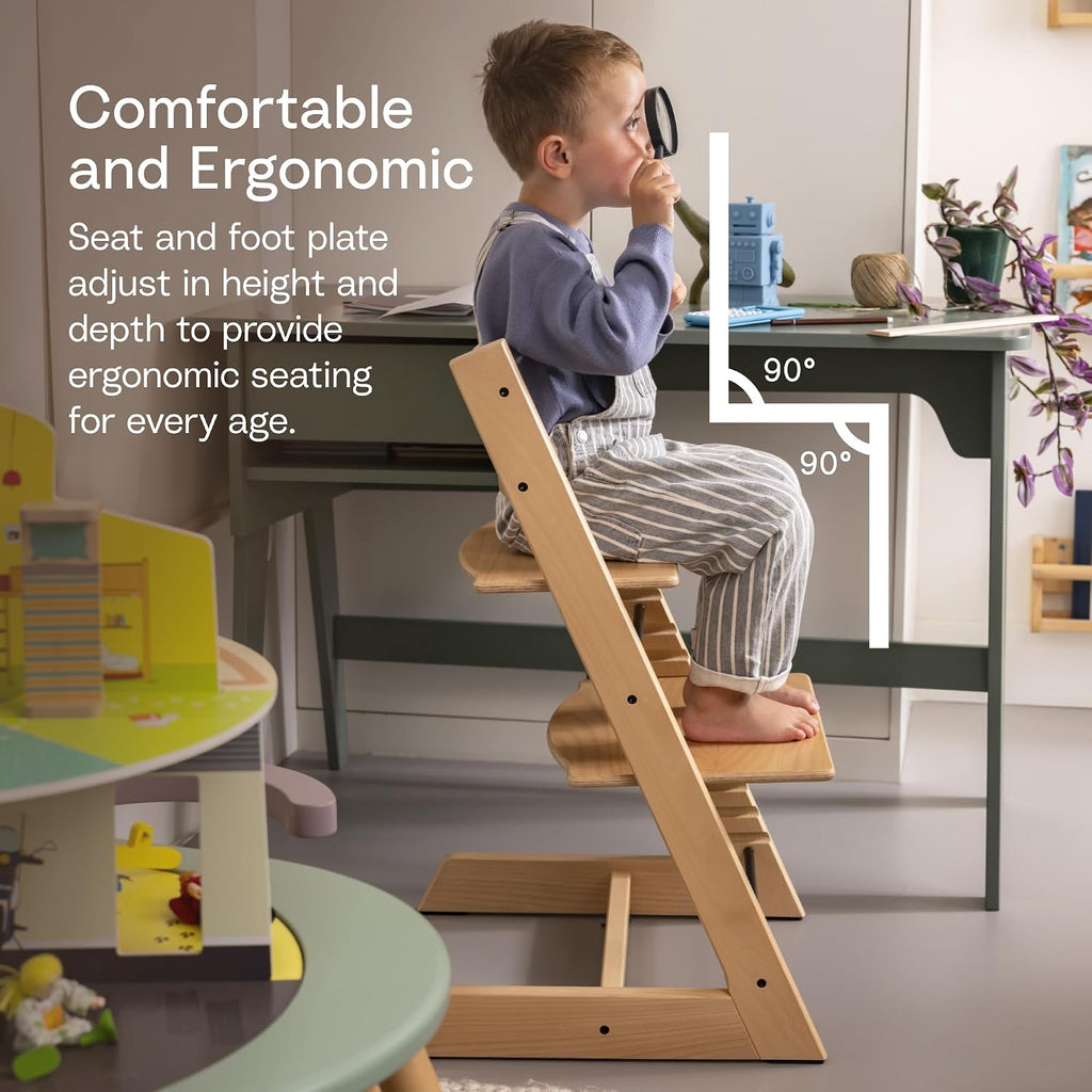Tripp Trapp Chair, Adjustable Wooden High Chair, Natural | Convertible Chair for Toddlers, Children & Adults
