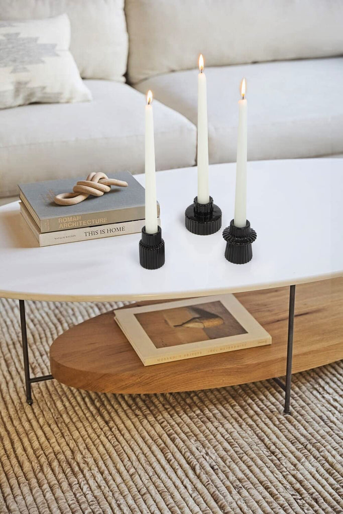 Taper Glass Candlestick Holders Tealight Candle Holders for Table Centerpieces, Wedding Decor and Dinner Party (6