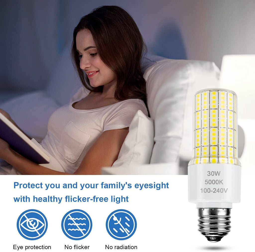 2 Pack Led Light Bulb Equivalent 250w Led bulbs 3750 Lumen 5000K Cool Daylight White 30W Waterproof Led Corn Light