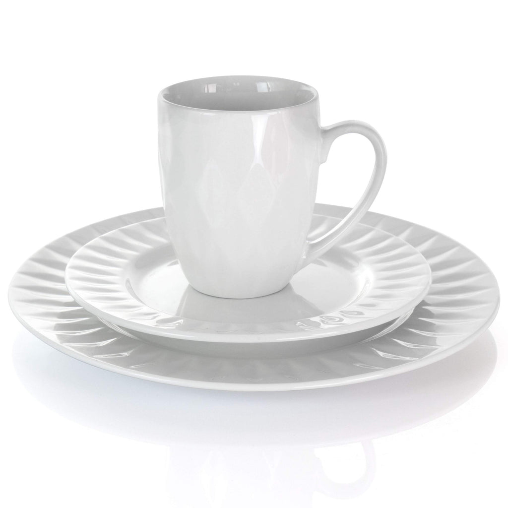 White Porcelain Dish Dinnerware Set, 18 Piece ( Glossy)
