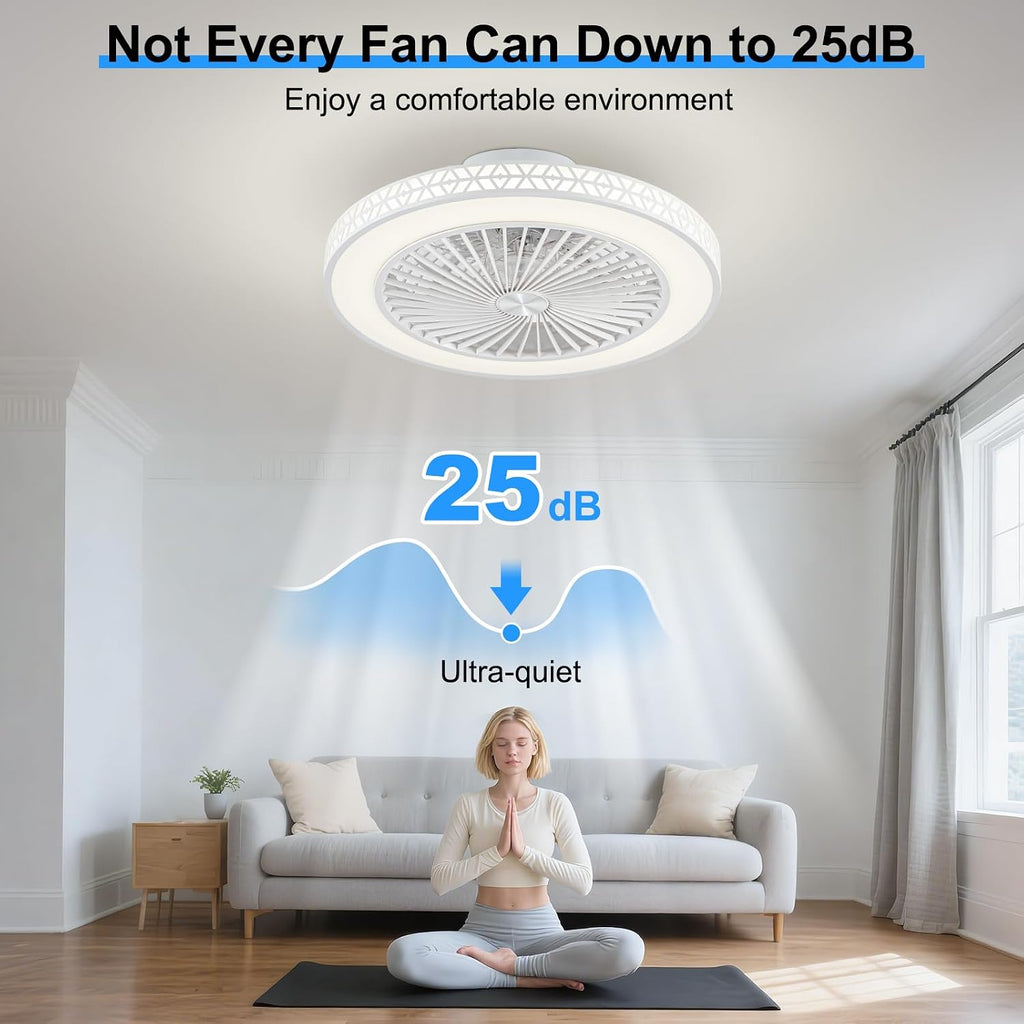 Reversible Flush Mount Ceiling Fans with Lights and Remote, 20" Ultra Low Profile Ceiling Fan,6 Wind