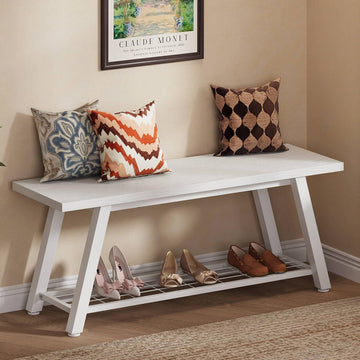 Industrial Entryway Bench Rustic Wood and Metal Storage Bench for Indoor Living Dining Room Bedroom Long Shoe Benches