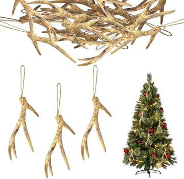 Deer Antler Ornaments Reindeer Antlers Christmas Tree Decor Set - Set of 16