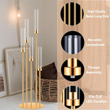 4 Sets Candelabra Centerpieces for Tables,42'' Tall 5 Arms Candlesticks Holder with Lampshade,Wedding Centerpieces