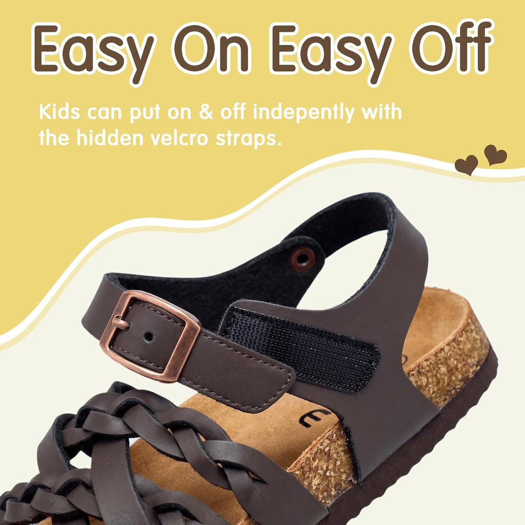 Girls Sandals Cork Footbed, Adjustable Straps Little/Big Kid