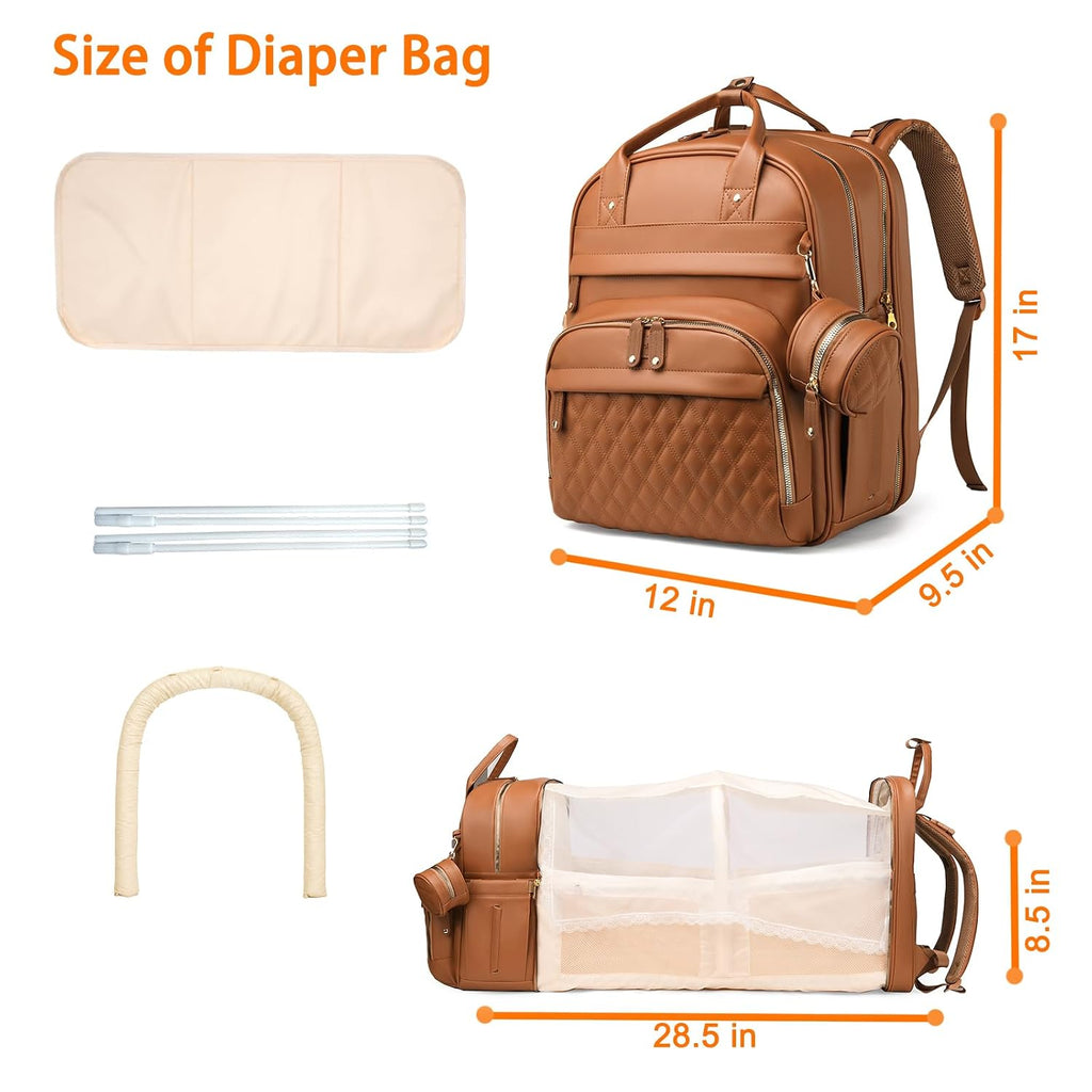 Diaper Bag with Changing Station, Waterproof 3 in 1 Diaper Backpack with Foldable Changing Pad, Large Travel Backpack