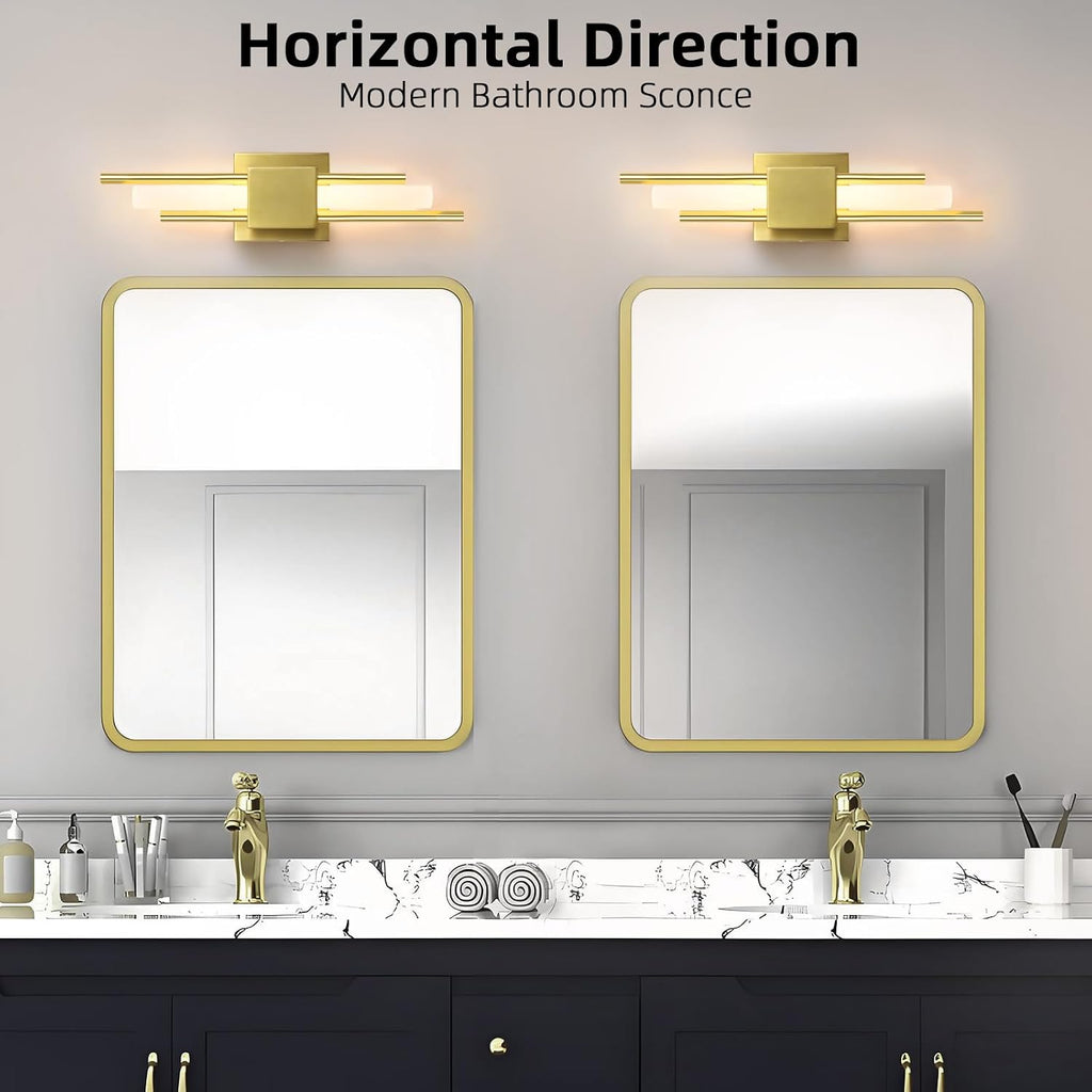 LED Wall Sconces Set of Two,3000K Warm Light Acrylic Brass Gold Wall Sconce