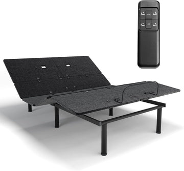 Adjustable Bed Base with Remote, Electric Reclining Bed with Head & Foot Incline, LED Under-Bed Lighting and Dual USB