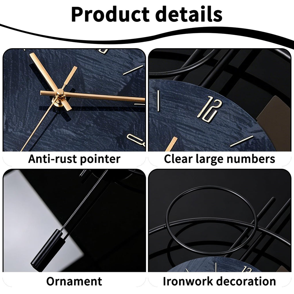 Wall Clock, Silent Quality Quartz Battery Operated with Pendulum, Large Wall Clock Kitchen Home Bathroom Bedroom Wall