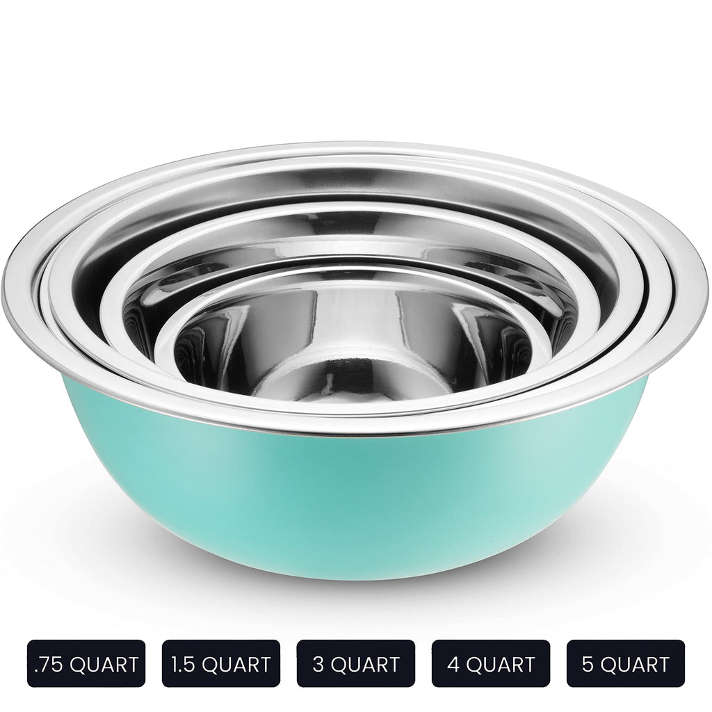 Stainless Steel Mixing Bowl Set with Lids for Food Prep & Storage