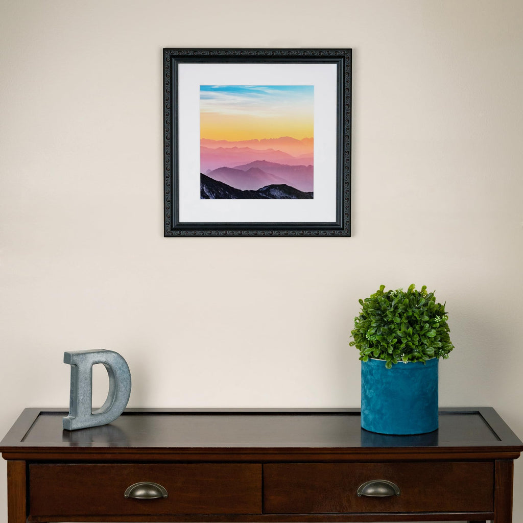 12x18 Inch Black Picture Frame, This 14 Inch Custom Poster Frame is Black with Beads - Comes with Economy Acrylic and